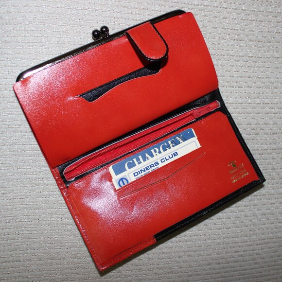 unused 1960s Renwick Chequebook Wallet Kisslock Coin Purse Nappa Leather Bifold - Picture 2 of 15